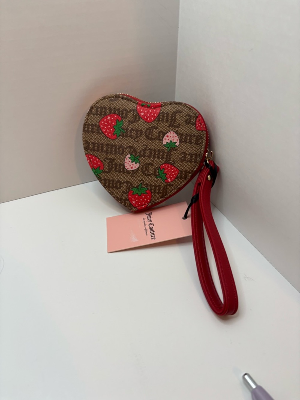 Juicy Couture Heart Strawberry Wristlet zip around wallet - Picture 2 of 4